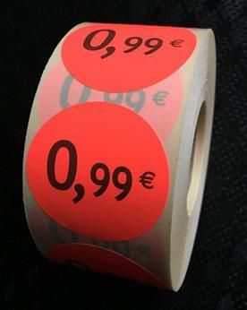 Etiquette 0,99€ Ø 40. Les 1000