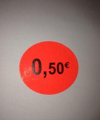 Etiquette 0.50€ Ø 40. Les 1000