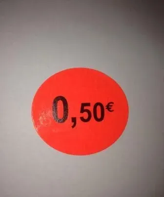 Etiquette 0.50€ Ø 40. Les 1000
