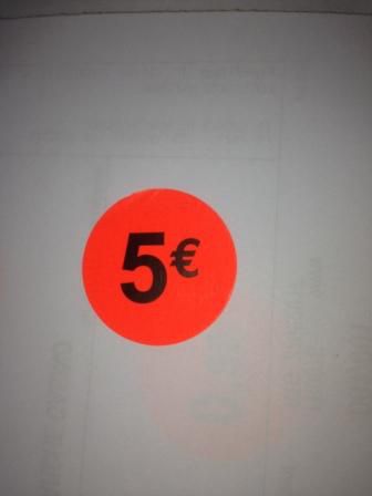 Etiquette 5€ Ø 40. Les 1000