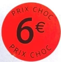 Etiquette 6€ Ø 40. Les 1000