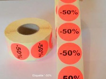 Etiquette -50% .Ø 40.. Les 1000