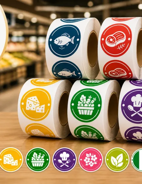 5 rouleaux de stickers couleur personnalisés – 500 étiquettes Ø40 mm