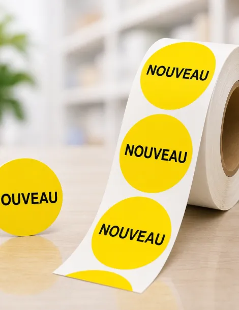 Etiquette Nouveau Ø 39. 2000 étiquettes par rouleau