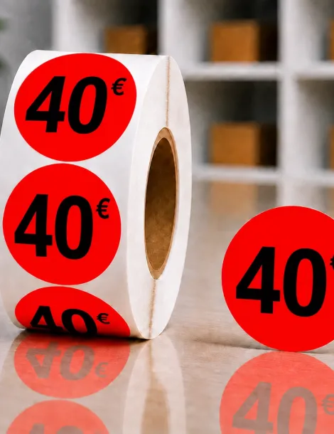 Etiquette rouge 40€ Ø 40. Les 1000