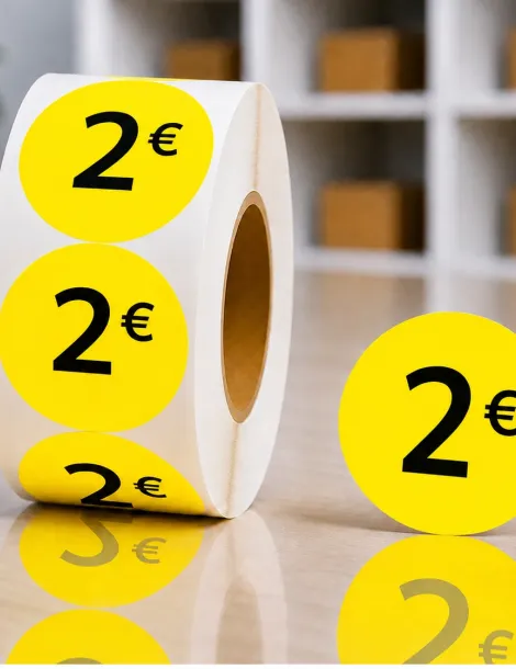 Etiquette jaune 2€  Ø 36. Les 1000