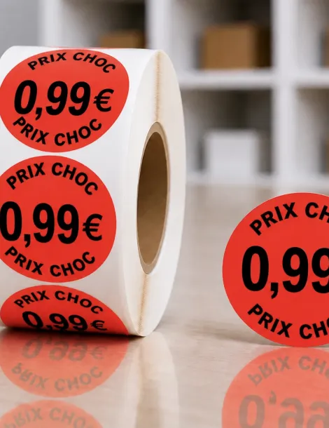 Etiquette rouge 0,99€ Ø 40. Les 1000