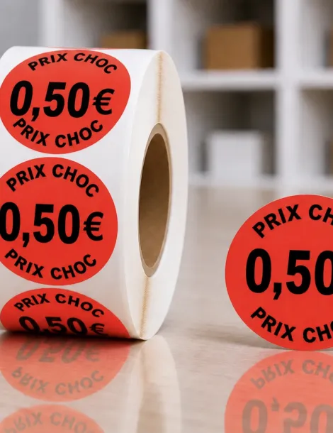 Etiquette rouge 0,50€ Ø 40. Les 1000