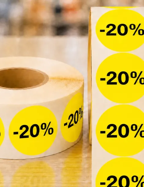 Etiquette jaune -20%  Ø 40. Les 1000