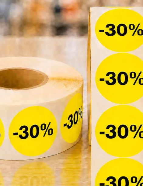 Etiquette jaune  -30%. Ø 40. Les 1000