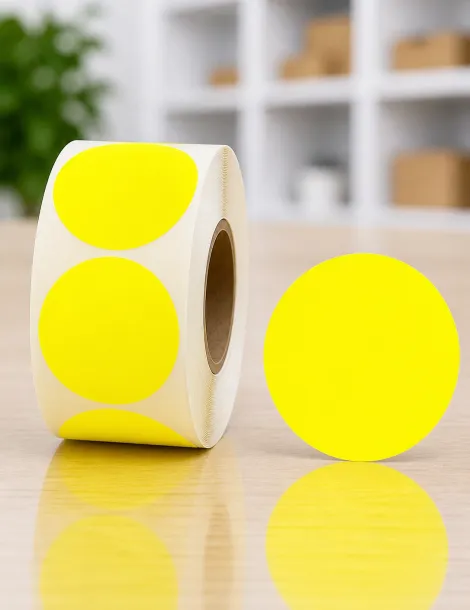 Etiquette vierge jaune fluo - diam Ø40. Les 1000