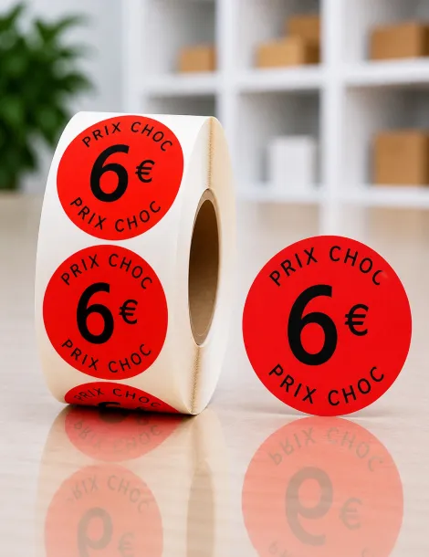 Etiquette 6€ Ø 40. Les 1000