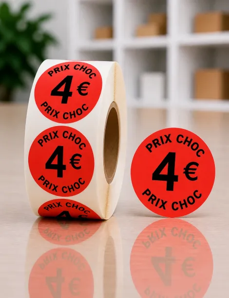 Etiquette 4€ Ø 40. Les 1000