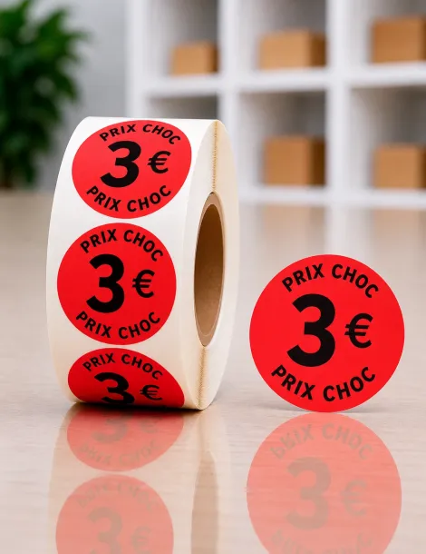 Etiquette 3€  Ø 40. Les 1000