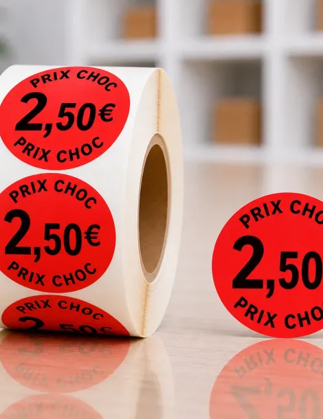 Etiquette 2,50€ Ø 40. Les 1000