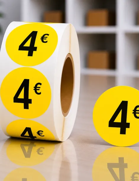 Etiquette jaune 4€ Ø 36. Les 1000