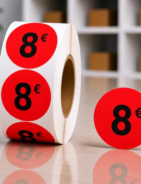 Etiquette 8€ Ø 40. Les 1000