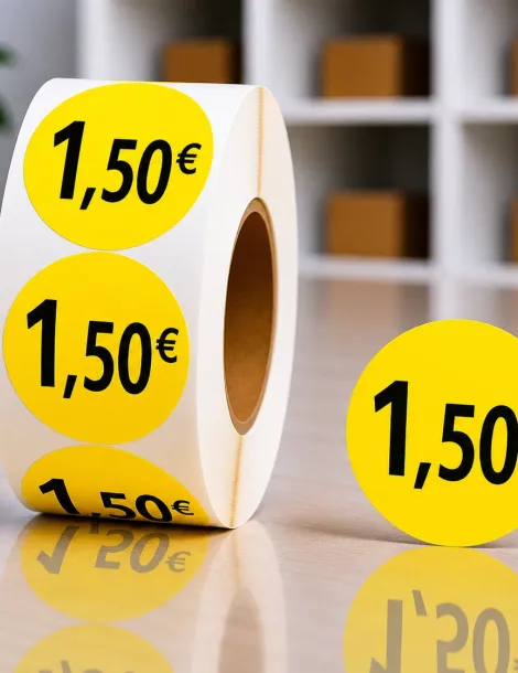 Etiquette 1.50€ Ø 36. Les 1000