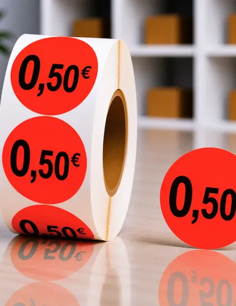 Etiquette 0.50€ Ø 40. Les 1000