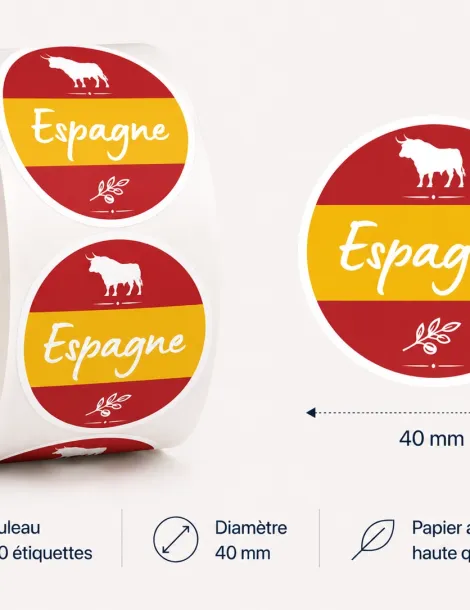 ÉTIQUETTE SPÉCIALE ESPAGNE - Ø 40 - les 500