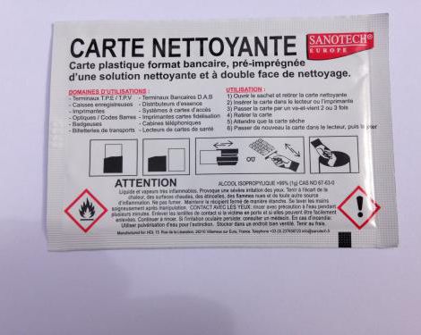 CARTE NETTOYANTE TETE THERMIQUE. Lot de 50